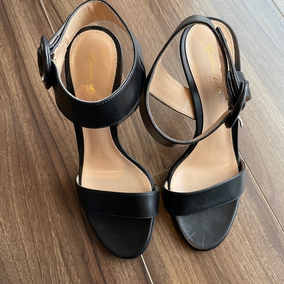 Gianvito Rossi Shoes - Gianvito Rossi Black Leather Ankle Strap Heels | Made in Italy | Size 36 Europe